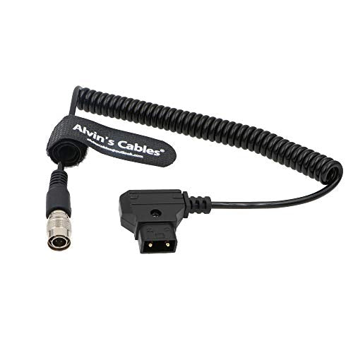 Alvin's Cables Sound Devices ZAXCOM Coiled Power Cable D Tap to 4 Pin Hirose Male coiled cable