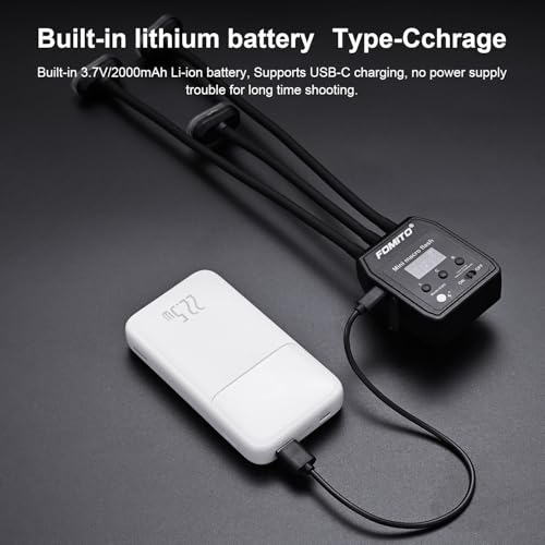 Fomito Triple Head Macro Flash - Universal Hot Shoe, 8-Level Brightness, 9-Stop LED Focus Assist, USB-C Rechargeable (2000mAh) - 17.52inch KM202-L2