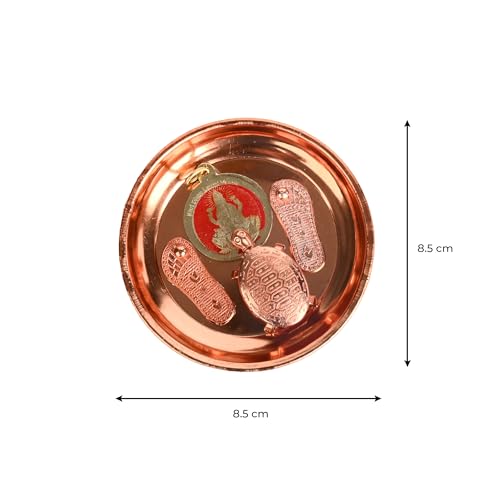Charan Plate set with Tortoise Lakshmi Pendant and Lakshmai Charan for Pooja Ghar Home Temple Mandir Traditional Religious Auspicious Puja Items Décor Decoration and Gifting (Lakshmi Charan Combo) Lakshmi Charan Combo