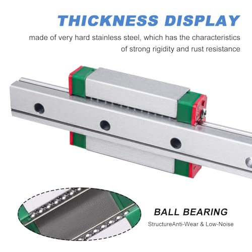 Linear Guide Rail, 400mm MGN12 Miniature Linear Rail, with 12mm 2pcs MGN12B Slide Blocks, for Automatic Equipment, Precision Measuring Equipment