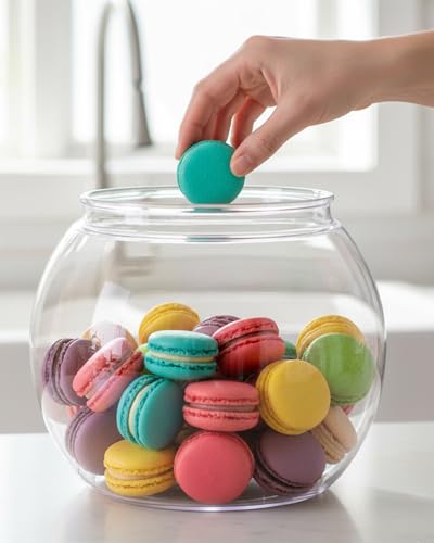 Rocutus Candy & Cookie Jar with Airtight Lid, Plastic Candy Jar Cookie Jar Jar for Pantry Organization, Sugar, Flour, Pasta, Dog Treats, Clear Food Storage Canister & Home Decoration (1.5 Gallon) 1.5 Gallon