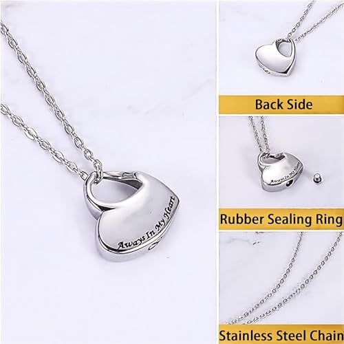 Heart Urn Necklace for Ashes with Filling Tool Cremation Jewelry Forever in My Heart Engraved Stainless Steel Keepsake Waterproof Memorial Pendant for Cherished Pets