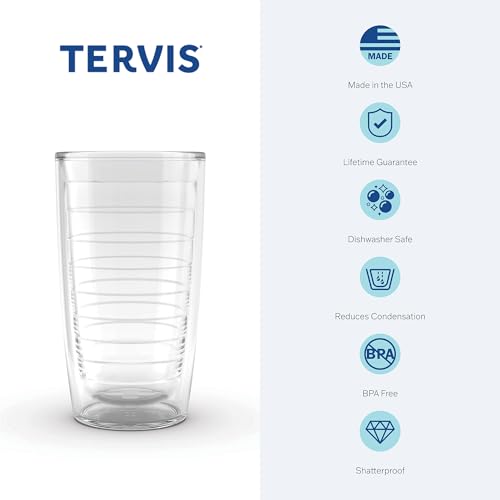 Tervis Made in USA Double Walled Ohio State Buckeyes Insulated Tumbler Cup Keeps Drinks Cold & Hot, 16oz 4pk, Block O Clear - No Lid
