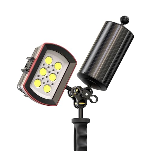 Carbon Fiber Underwater Float Arm with Dual Ball Mounts for Photography and Video, Compatible with Diving Trays, Video Lights, Strobes (Black, 80mm8') 80mm8' black