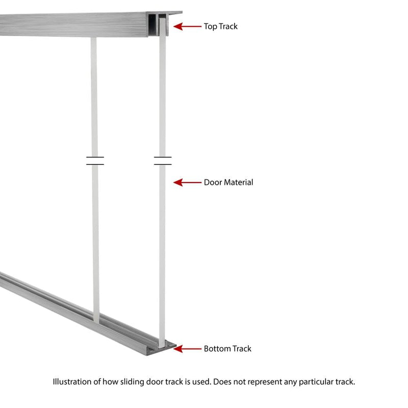 Outwater 36in Aluminum Sliding Door Track for 1/2in Wood Panels, Mill Finish 36 Inches For 1/2" Wood Panels