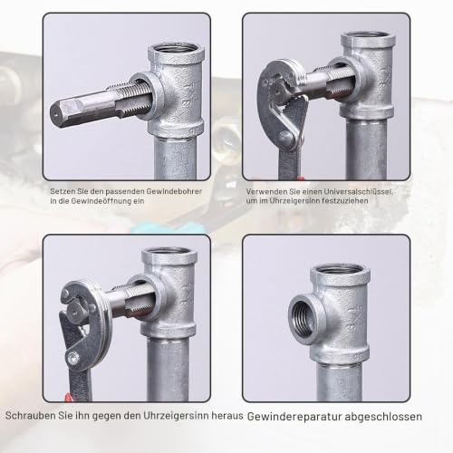 Screw Extractor and Pipe Tap 1/2 Inch and 3/4 Inch Pack of 4 | Pipe thread set left extractor screw remover professional for maintenance work valve tap removal damaged screws