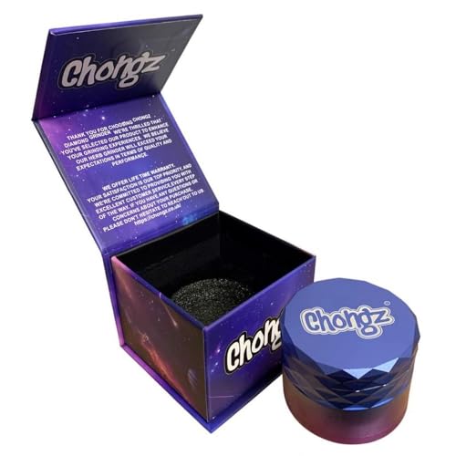 Chongz 63mm Astral Blue Purple Gradient Herb Grinder - Premium 4-Part Aluminum Herb Grinder UK