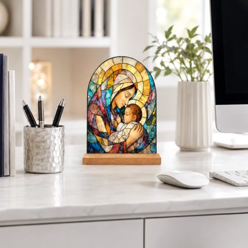 Colourful Virgin Mary and Baby Jesus Acrylic Plaque Desktop Ornaments