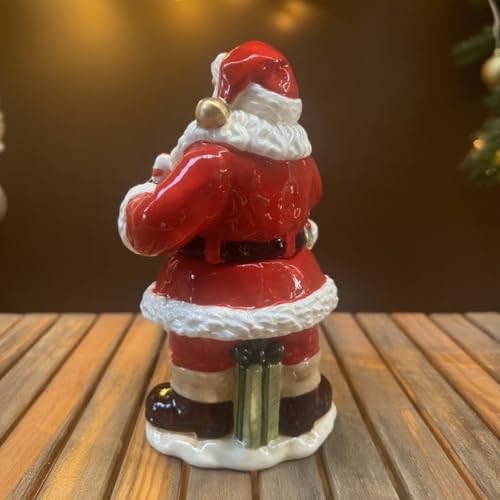 Ceramic Christmas Storage Container With Lid Candy and Cook Jar ，3D Hand-painted Santa Claus Design