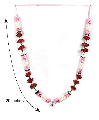 ASHIRWAD Artificial Flowers Garlands Beads Ribbon Small Big Idol Statue Mala, God Bhagwan Haar, Indian, Pooja Diwali Puja Items, Krishna Decor, Ornament Sringar Articles GL-4