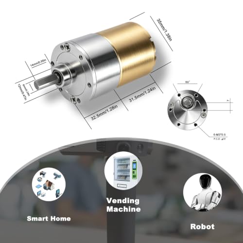 Podazz DC 12V 550RPM Gear Motor High Torque Electric Micro Speed Reduction Geared Motor Centric Output Shaft 37mm Diameter Gearbox