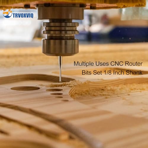Trvoxviq 1/8-inch shank straight CNC router bit, carbide end mill for wood, PVC, MDF, and hardwood