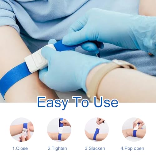 Vein Stomach, 4 Pieces Storage Hose, Tourniquet, Storage Tube Blood Draw, Vein Congestion Blood Drain, Fast Tourniquet, Nurse Tourniquet, Closed System for Doctors, Nurses and Medical Emergencies Dark blue + orange + black red