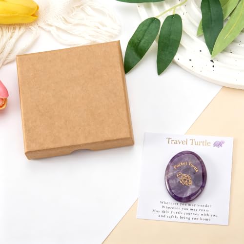 3PCS Crystal Turtle Gift, Tortoise Present with Card and Box, Purple