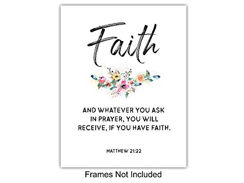 Religious Christian Wall Art Decor - Inspirational Faith, Hope, Love Bible Verse Wall Art - Scripture Decor Signs - Home Decorations for Kitchen, Living or Dining Room, Bedroom - Unique Gift