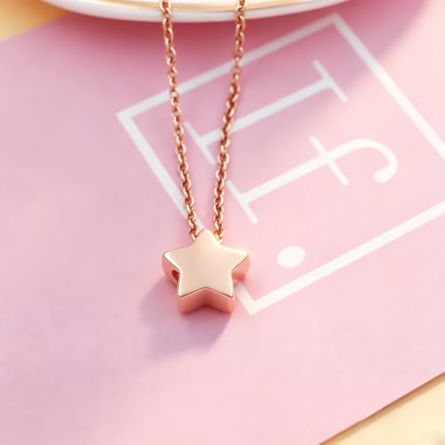 Little Star Cremation Urn Neckalce Small Charm Keepsake Ashes Holder Memorial Jewelry Urn Necklace for Ashes Cremation Jewelry Rose gold