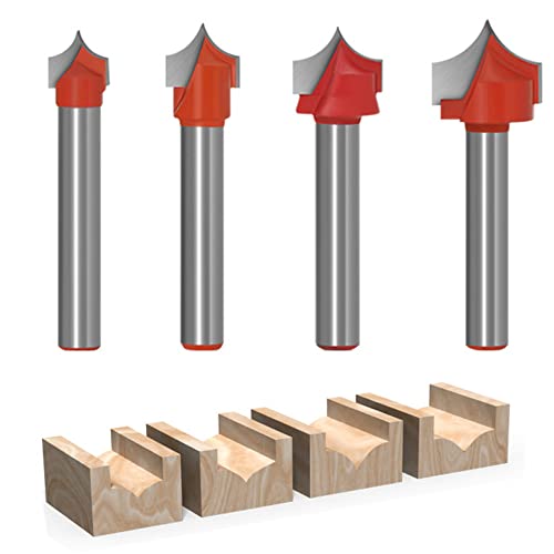 4-Piece Rounding Cutter 6 mm Shank Round Cutter Radius Cutter Set | Wood Router Cutter C3 Carbide Fitted Radius Sizes 3.96/4.76/6.35/7.96 mm 6mm Schaft