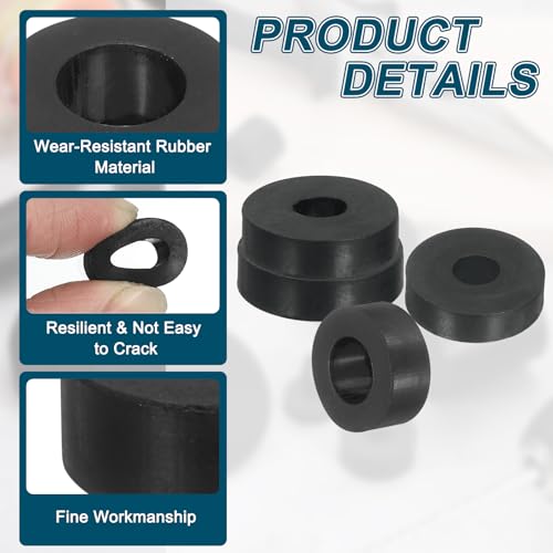uxcell 4-piece thick rubber spacers, 2-inch OD x 1/2-inch ID x 1-inch thick round anti-vibration bushings