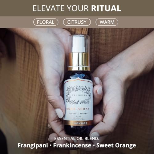 BALIPURA 7 Chakra Crystal Infused Aura Spray, Aromatherapy Mist, 3.4 fl oz