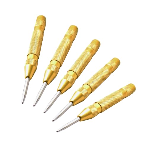 TMAX 5-inch premium steel automatic center punch marker, spring-loaded center punch tool for precise hole marking