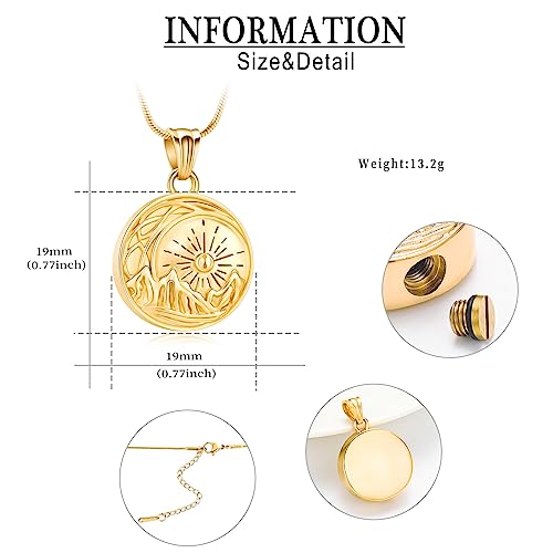 Urn Necklace for Ashes Celtic Knot Cremation Jewelry for Ashes Mountain Necklace for Women Valley Sunset Keepsake Memorial Pendant Moon Mountain Range Necklaces Gold
