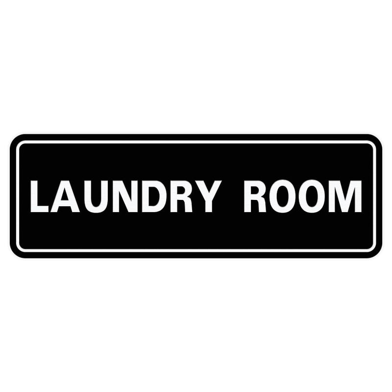 All Quality Standard Laundry Room Wall or Door Sign - Durable Signage | Ideal for Managed Properties, Hospitality Industry & Shared Laundry Facilities - Black - Large (2 Pack) 3" x 9" - Large (2 Pack)
