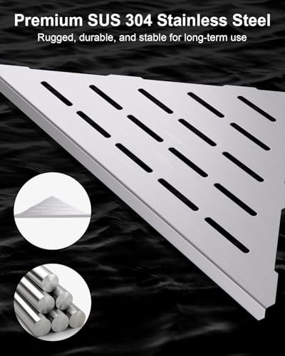 YACVCL Corner Shower Shelf,Brushed Nickel 304 Stainless Steel 10" Slot Design Recessed Corner Shelf Bathroom for Tiled Wall,No-Drill Rack Storage Bathroom Accessories,2 Pack Brushed Nickel 2 Pack