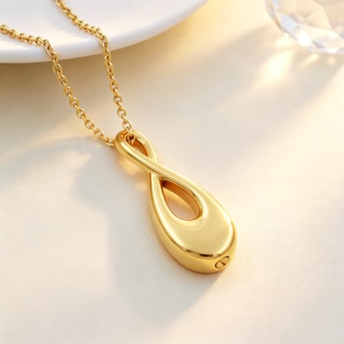 SIYUU Infinity Love Cremation Jewelry for Women Men Urn Pendants for Ashes Holder Memorial Keepsake Urn Necklace Cremation Ashes Jewelry for Pet/Human Gold