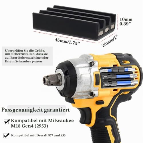 2-Piece Bit Holder with 3M Adhesive for Attaching to Battery Impact Wrench | Saipor magnetic bit holder for impact wrenches and cordless screwdrivers bit holder on the side of the impact drill