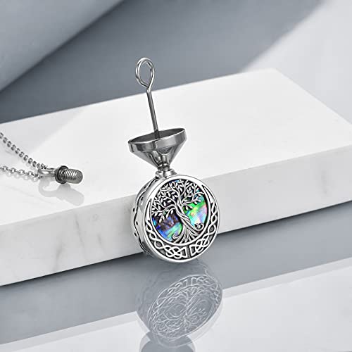 URONE Urn Necklaces for Ashes 925 Sterling Silver Urn Pendant Memory Cremation Jewelry for Ashes for Women Men Celtic Knot Tree