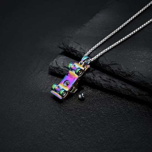 Crane Cremation Jewelry for Ashes Engineering Vehicle Memorial Urns Necklaces Pendant Stainless Steel Memorial locket Keepsakes Human Ash Pendant Jewelry for Men Women Rainbow