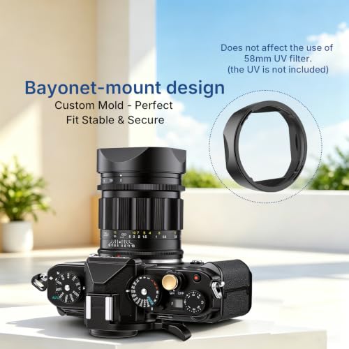 Haoge Metal Square Lens Hood for Voigtlander APO-LANTHAR 50mm 35mm 28 F2 Aspherical II for Nikon Z-Mount Lens Accessories Bayonet,with Cap LH-35AAZ+Cap-35AAZ