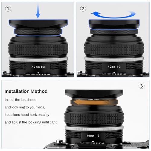 Haoge LH-E52T 52mm Square Metal Screw-in Lens Hood with Cap for 52mm Canon Nikon Sony Leica Voigtlander Nikkor Panasonic Pentax Contax Olympus Lens and Other Lens with 52mm Filter Thread