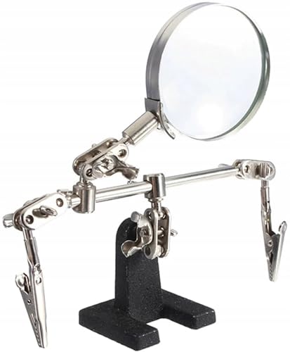 Retoo Third Hand Magnifier with Clamps, Adjustable 2.5X Magnification, Designed for Soldering, Crafting and Inspection of Micro Objects