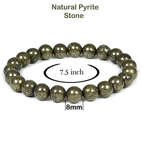 Reiki Crystal Products Natural Pyrite Bracelet 8mm for Reiki Healing and Vastu Correction Protection Concentration Spirituality and Increasing Creativity