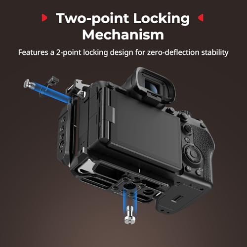 SmallRig HawkLock Quick Release Half Cage for Sony Alpha 7 V / 7R V / 7 IV, with Cold Shoe & NATO Rail, Quick Release Plate for Arca
