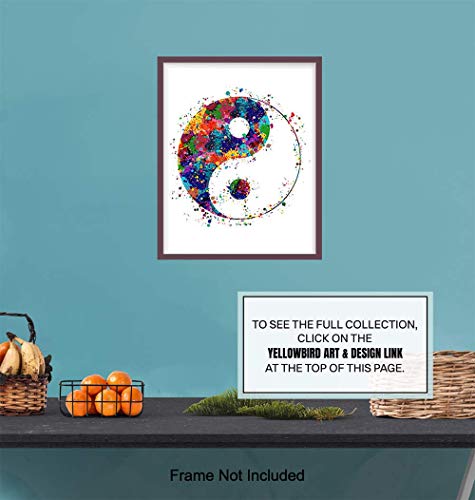 Yin Yang Watercolor Zen Wall Art - 8x10 Unframed Print - Buddha Meditation