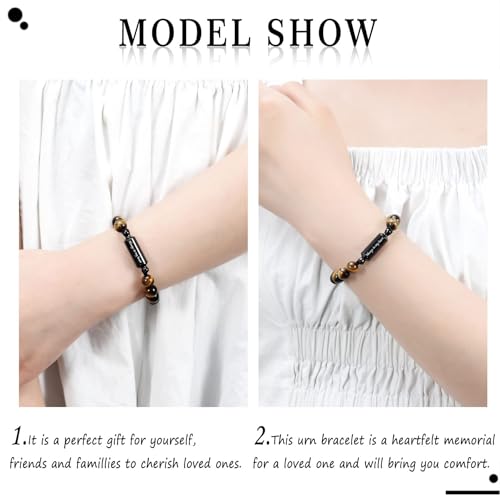 Hearbeingt Cremation Jewelry Urn Bracelet for Ashes Braided Rope Beads Tiger Eye-Always in my heart
