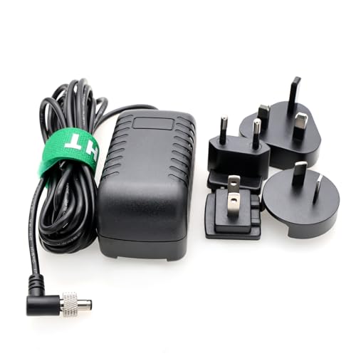12V Locking DC Power Adapter Right Angle for Blackmagic Video Assist Monitor Studio Camera 6K 4K Plus G2, Atomos Ninja V, Hollyland Mars 400s, SmallHD 702 Video Wireless Transmission Angled DC, 12V multi plug