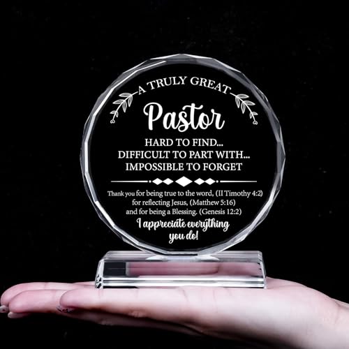 Pastor Appreciation Gifts Exquisite Crystal Plaque with Gift Box Packaging, Thank You Gifts for Pastor, Christmas/Retirement/Birthday Pastor Gifts