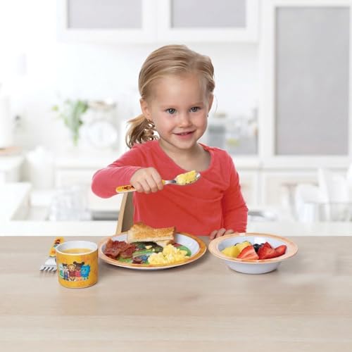 Daniel Tiger's Neighborhood Daniel Tiger Mealtime Feeding Set for Kids and Toddlers - Includes Plate, Bowl, Cup, Fork and Spoon Utensil Flatware - Durable, Dishwasher Safe, BPA Free (5 pieces,Yellow) Yellow