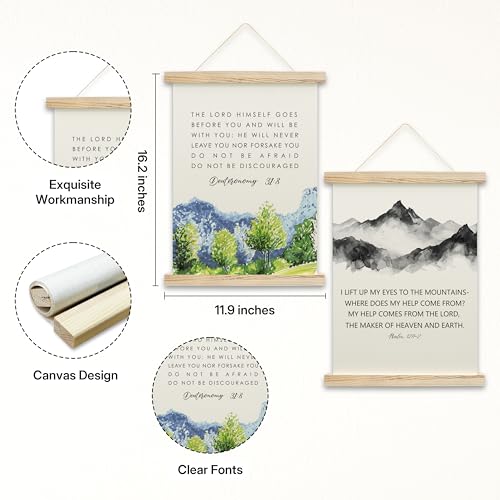 Minimalist Christian Wall Art Decor, Religious Gifts for Women, Man, Religious Home Church Decor, Bible Verse Psalm 121:2 Canvas Hanging Banner, Christian Home Decor -B19