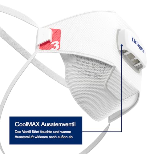 Dräger X-plore 1930 V Dust Mask, Pack of 3, FFP3 Respirator Mask with Valve, Various Sizes | FFP3 Respirator Mask with Valve - Various Sizes M/L | Pack of 10