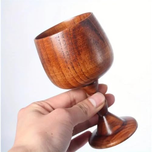 5 Packs Vintage Wooden Wine Goblet Wooden Cups for Drinking 5.07 oz Chalice Goblet Wine Glass