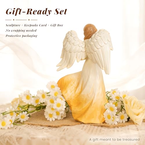 Retirement Angel Figurine, Faceless Winged Angel Holding Heart, Resin Angel Statue with Printed Retirement Message for Indoor Decor,Retirement Angel with Heart Retirement Angel with Heart