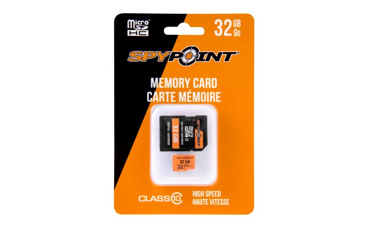 [Australia - AusPower] - SPYPOINT 32GB Micro SD Memory Card Trail for Cameras | Adapter Media Storage for Trail and Game Cameras Designed | Used in Hunting and Trail Cams (Class 10 Speed) 