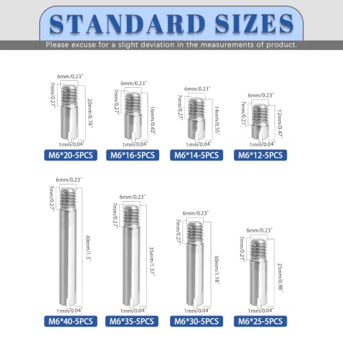 Glarks stainless steel slotted cylindrical locating pin kit with assorted M6 lengths for furniture and machinery