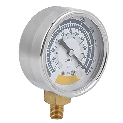 Vacuum Gauge 0-14 PSI with NPT 1/8 Inch Connection for Vacuum Pump Pressure Gauge Industrial Measuring Tools High Precision Air Pressure Measurement Accurate Vacuum Gauge