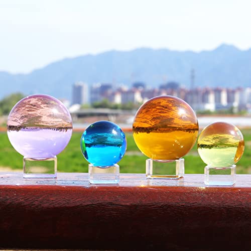 LONGWIN 60mm(2.4 inch) K9 Solid Crystal Ball with Free Stand Home Decor Ornaments Suncatcher (Amber) Amber