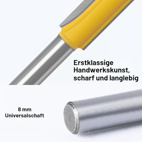 ASNOMY Pack of 5 8 mm Shank Straight Cutter Cutting Blade, Milling Cutter Groove Cutter Wood Cutter Flush Cutter for Wood, Extra Long Cutting Length -30 mm, 40 mm, 50 mm, 63 mm, 76 mm 5 Stück Gerades Fräser